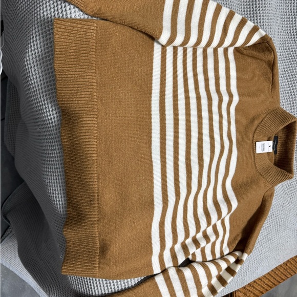 Ann Taylor Brown and White Striped Sweater - Picture 2 of 5
